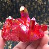 Red Titanium Coated Natural Rock Healing Crystal Cluster Quartz Geode Stone Mineral Gemstone Home Decoration Specimen