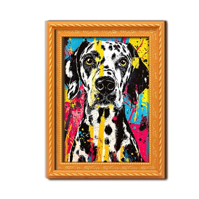 Artistic Dog Themed Refrigerator Magnets Natural Wood Frame Fridge Magnets for Kitchen Decoration