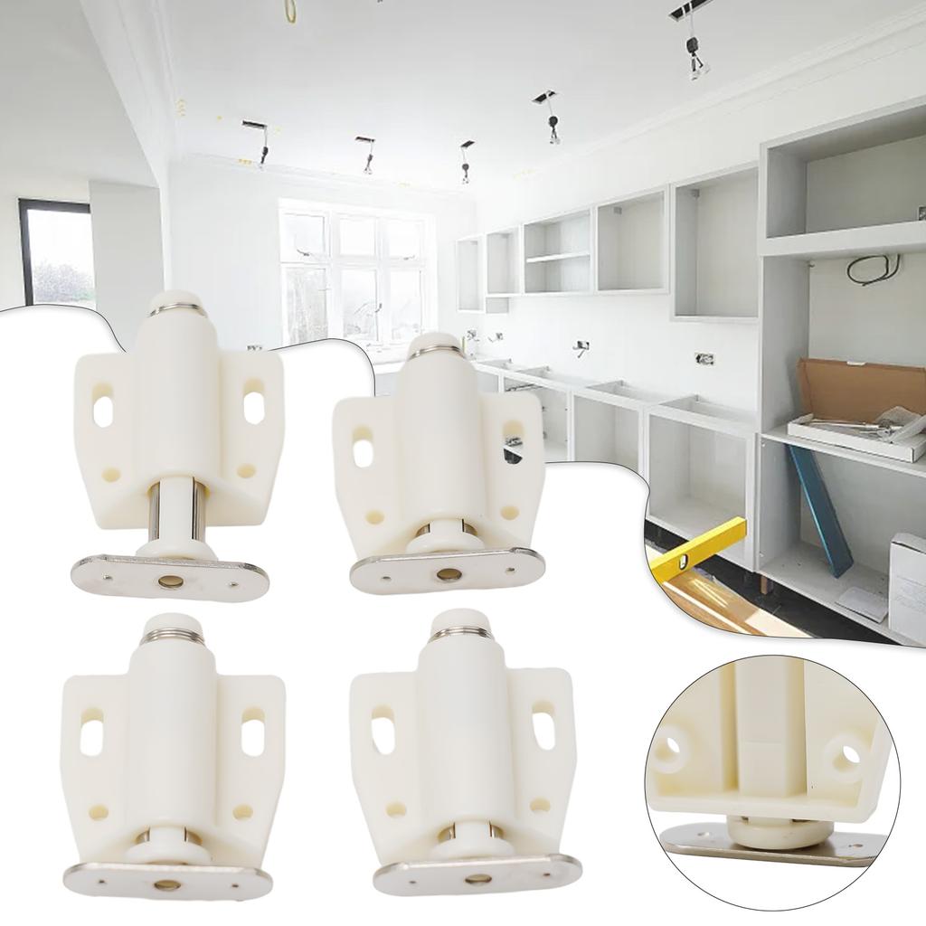 Set of 4 Magnetic Push Latches for Cabinet Doors Effortless Touch To Open Design for Bathroom and Wardrobe Applications