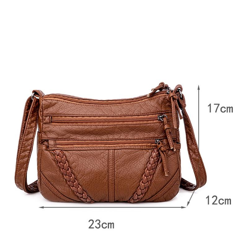 Yogodlns Multi-Pocket Shoulder Bag For Women PU Leather Vintage Large Capacity Crossbody Bags