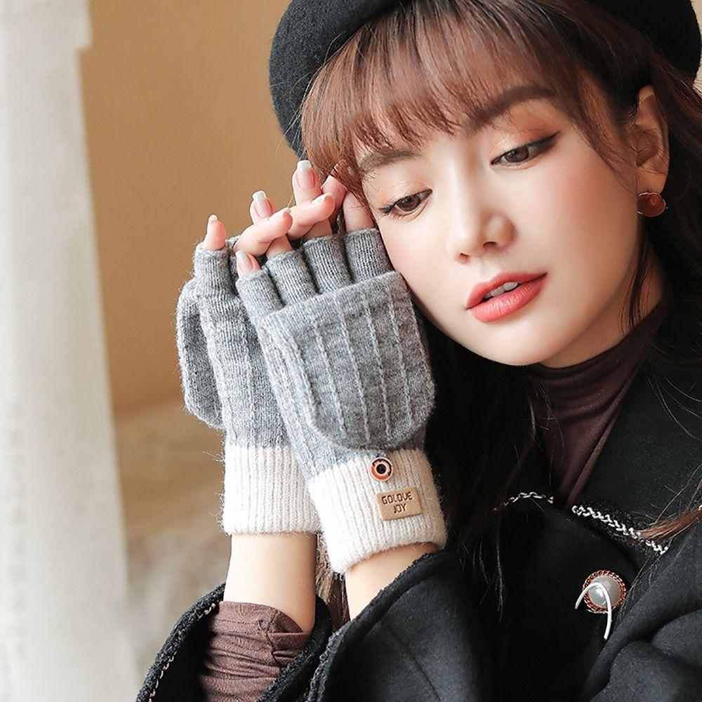 

Screen Touchable Finger Gloves Thicken Glove Bracers Fashion Hand Warmer for Woman Winter Warm рожевий