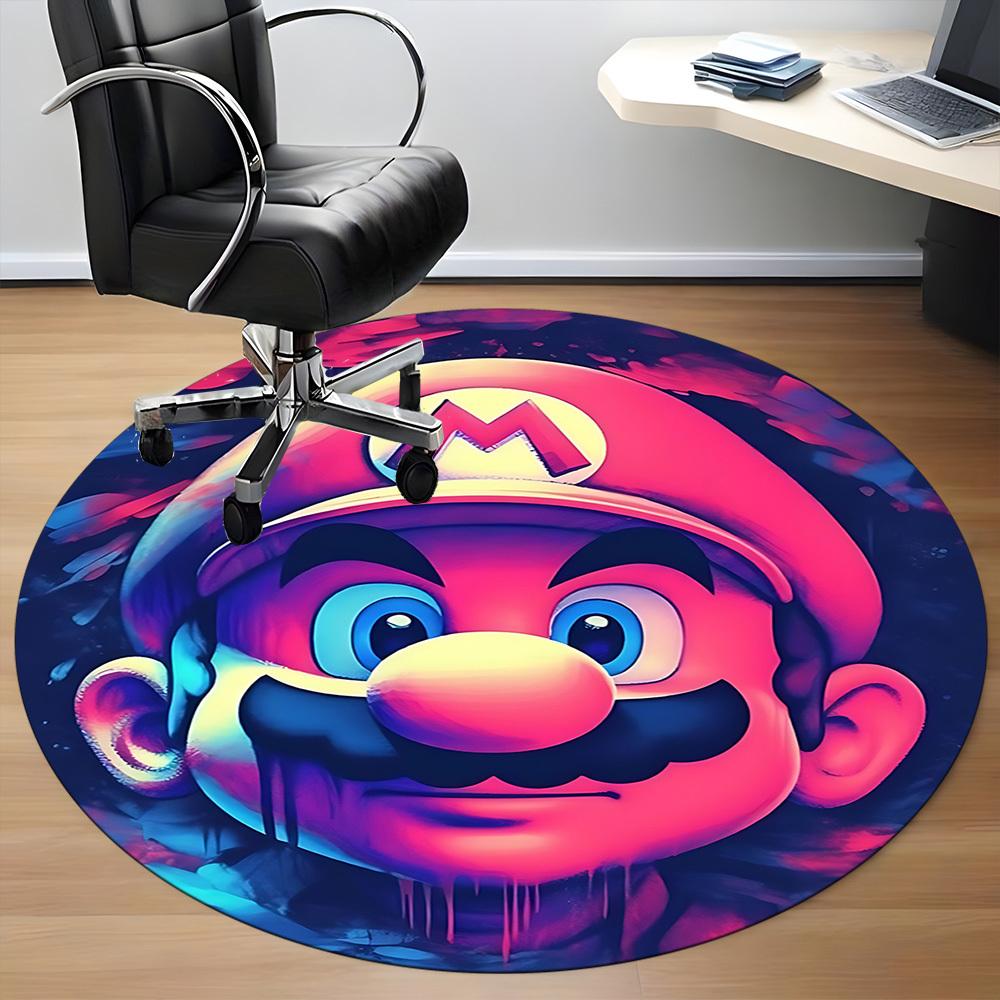 1pcMario Office Round Area Rug, Indoor Mat Suitable For Office, Bedroom Living Room Home Decor, Room Deco, Offic a0928103