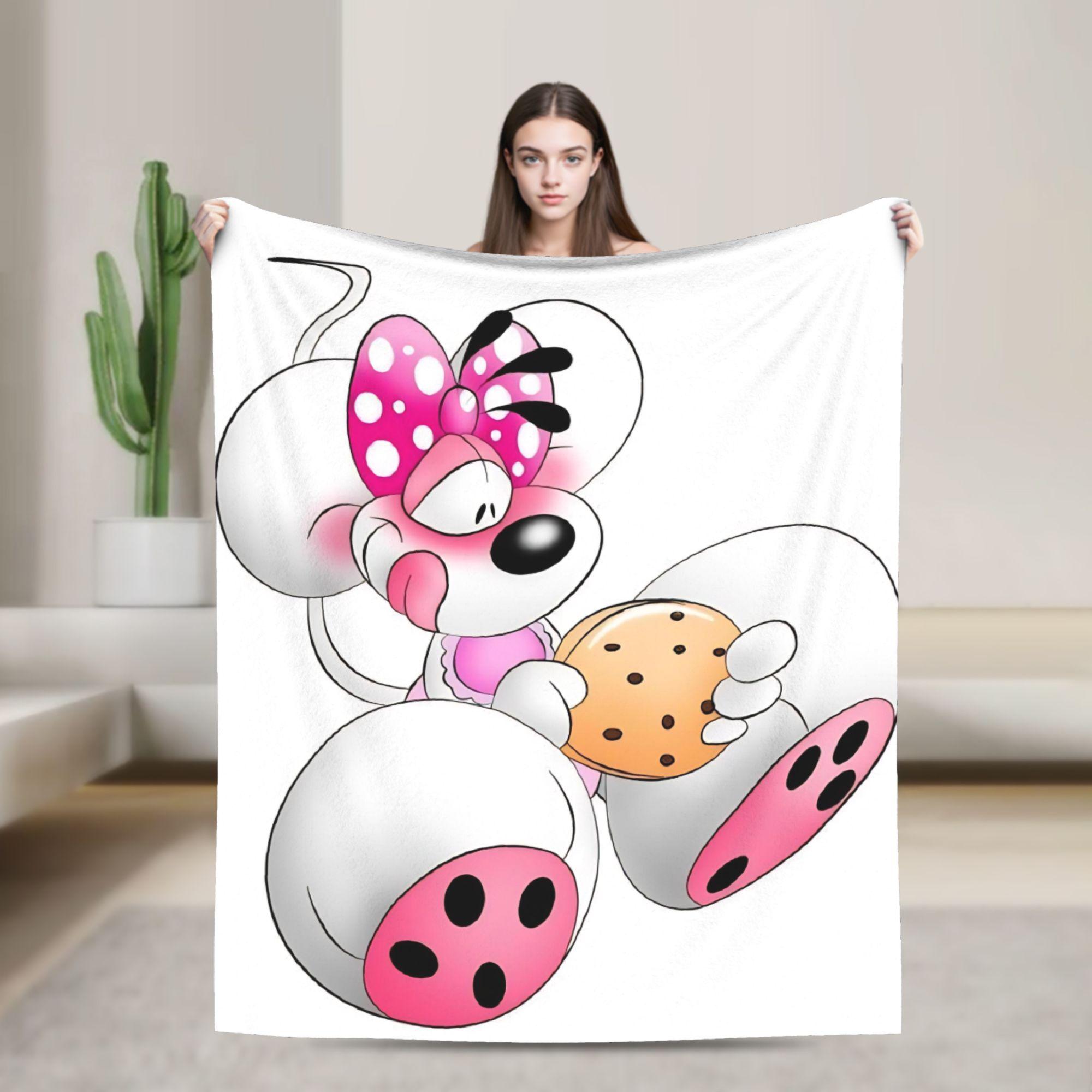 

Cartoon Diddl Diddlina Flannel Blanket Winter Warm Throw Blanket for Girls Boys Living Room Fluffy Bedspread Sofa Bed Cover 30x40in