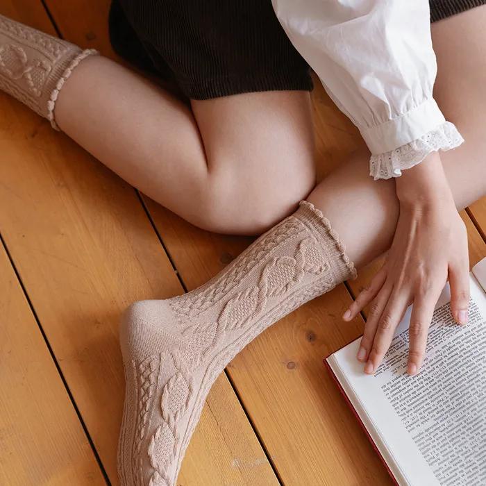 GGRN Women's Fashion Socks_W-L-416 168N Point Cable Knit