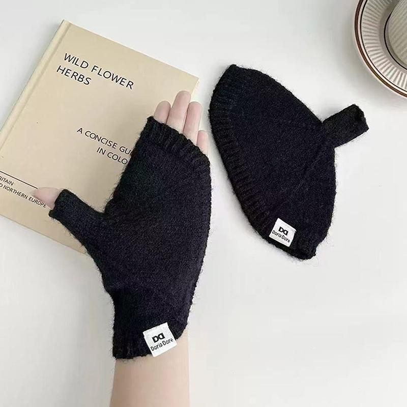 Cute Shell Finger Knitted Gloves Warm Versatile Winter Warm Cold Finger Gloves