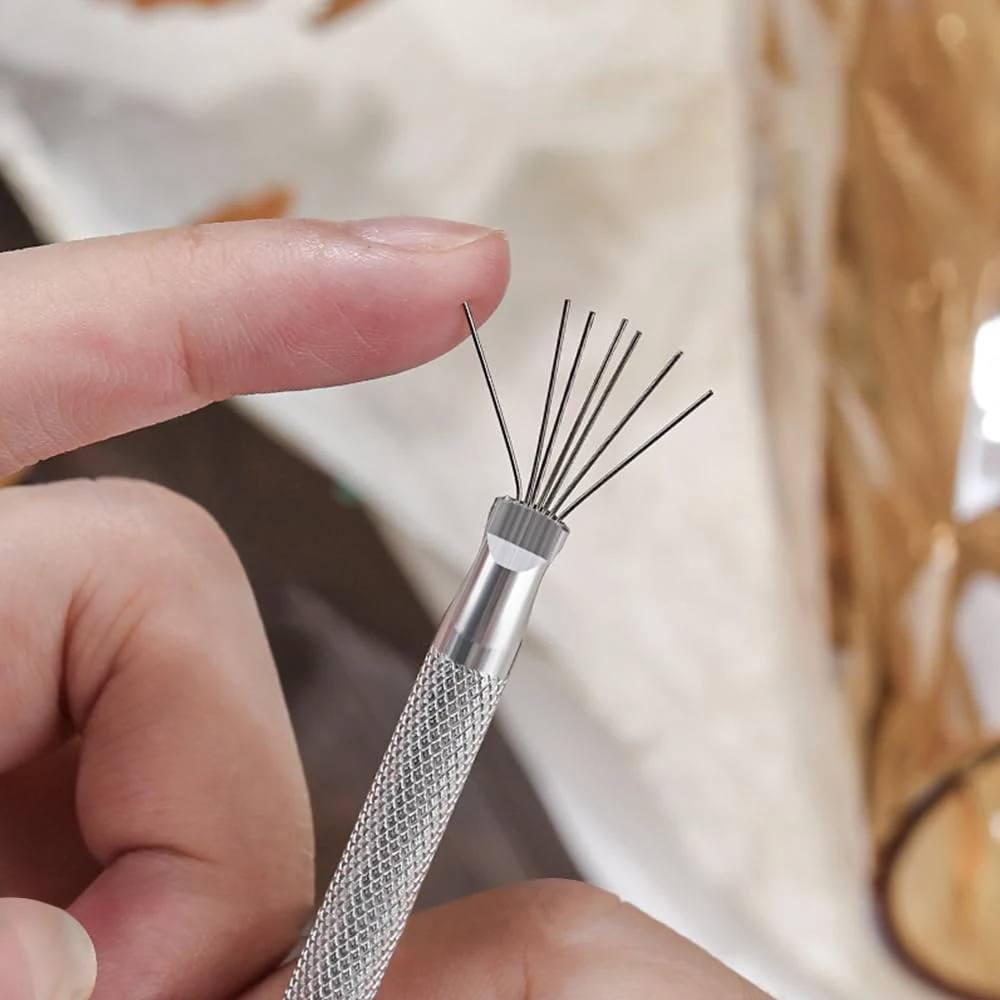 3er-Pack 7-Nadel Nail Art Liner Pinsel Aus Edelstahl mit Flexiblen Nadeln Ultrafeine Linien für Gel-Nagelkunst