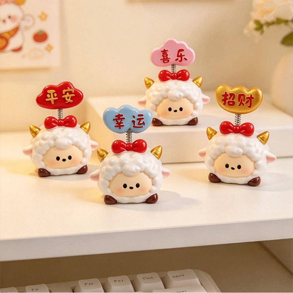 Resin Auto Interior Lamb Ornament Creative Zodiac Sheep Statue Chinese Zodiac Figurine  Table Decor
