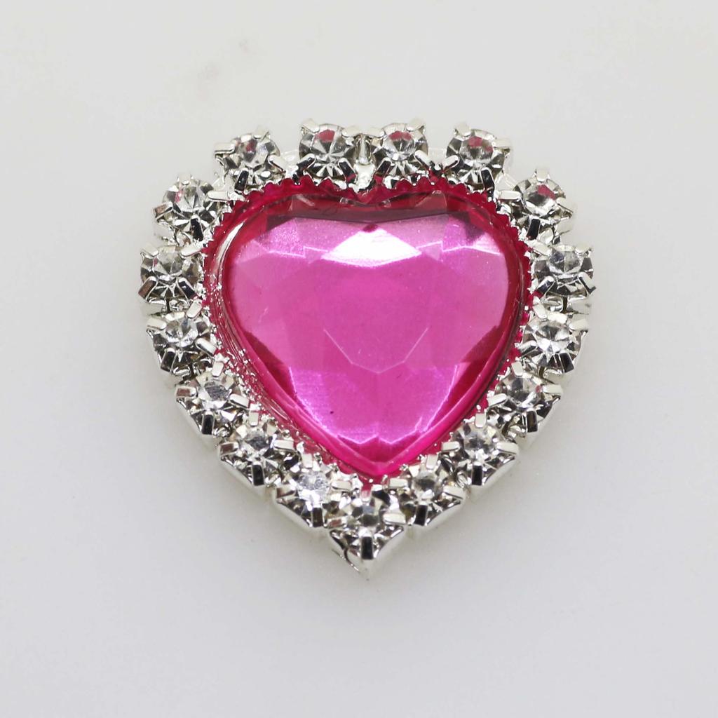Mini 16mm(4/10 Inch) 10pcs Heart Acrylic Rhinestone Buttons DIY Hair Accessory Wedding Initiation Ribbon Decoration