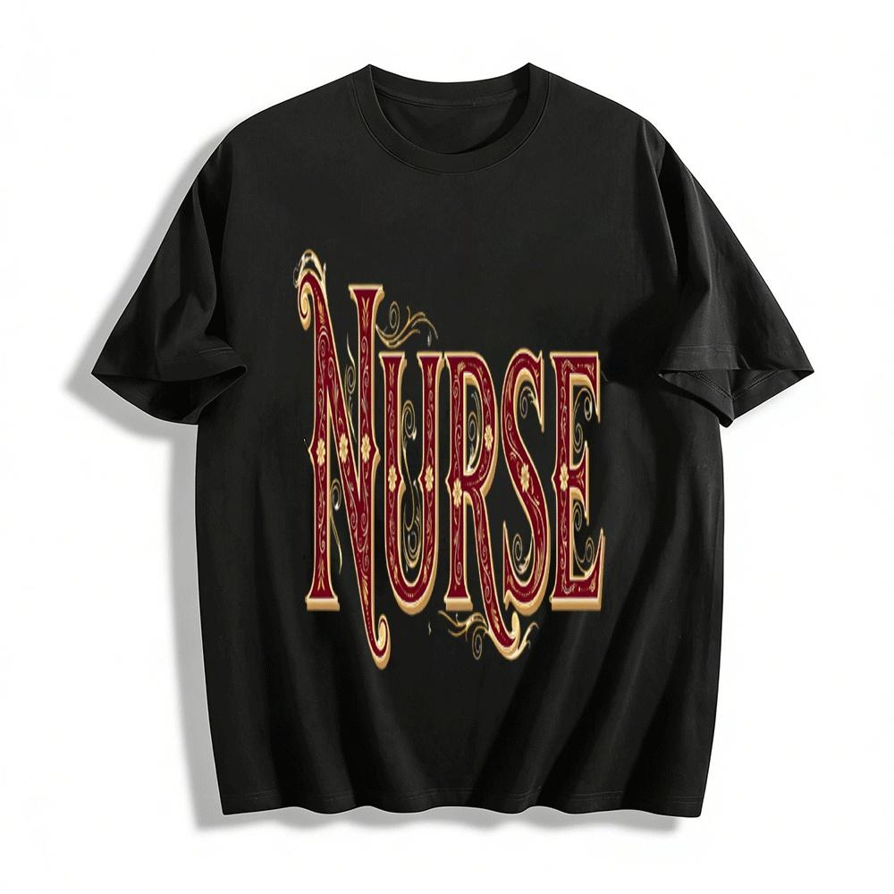 Vintage Pattern NURSE Themed Print Casual Top Pure cotton T-shirt XXS