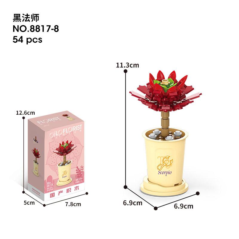 Bouquet Flower Bricks Construction Set Micro Particle Building Block Toy for Children Girl 6 to 10 Year Old Block Assembling Toy