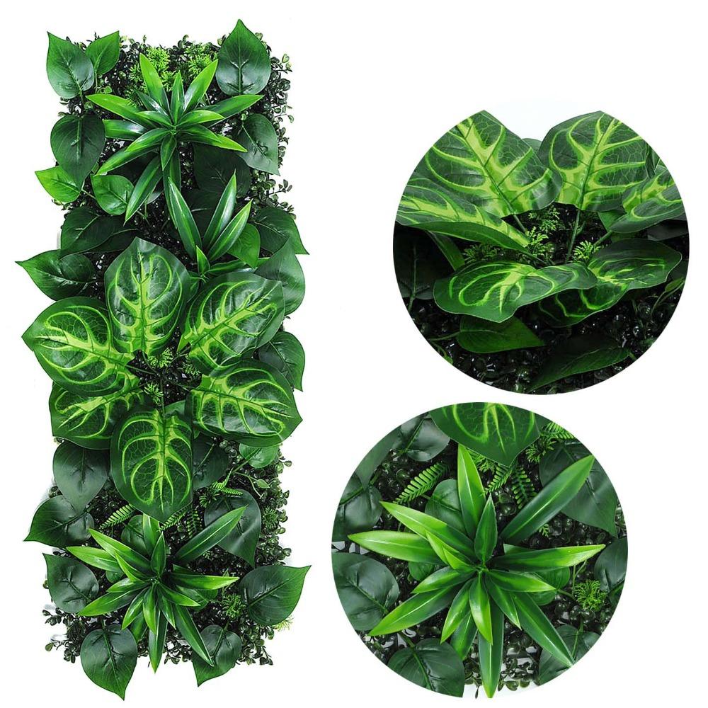 DIY Artificial Plant Wall Panel 75x25cm Flower Simulation Maple Plant Sheet Durable Lifelike Fake Green Grass Mat Privacy Screen