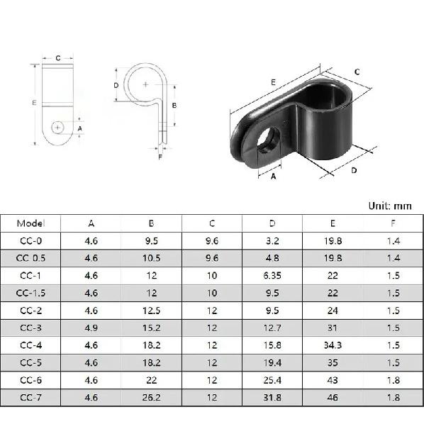 

20Pcs Black & White Nylon Plastic P Clips Fasteners for Cable & Tubing Wihte CC-0(3.2mm)