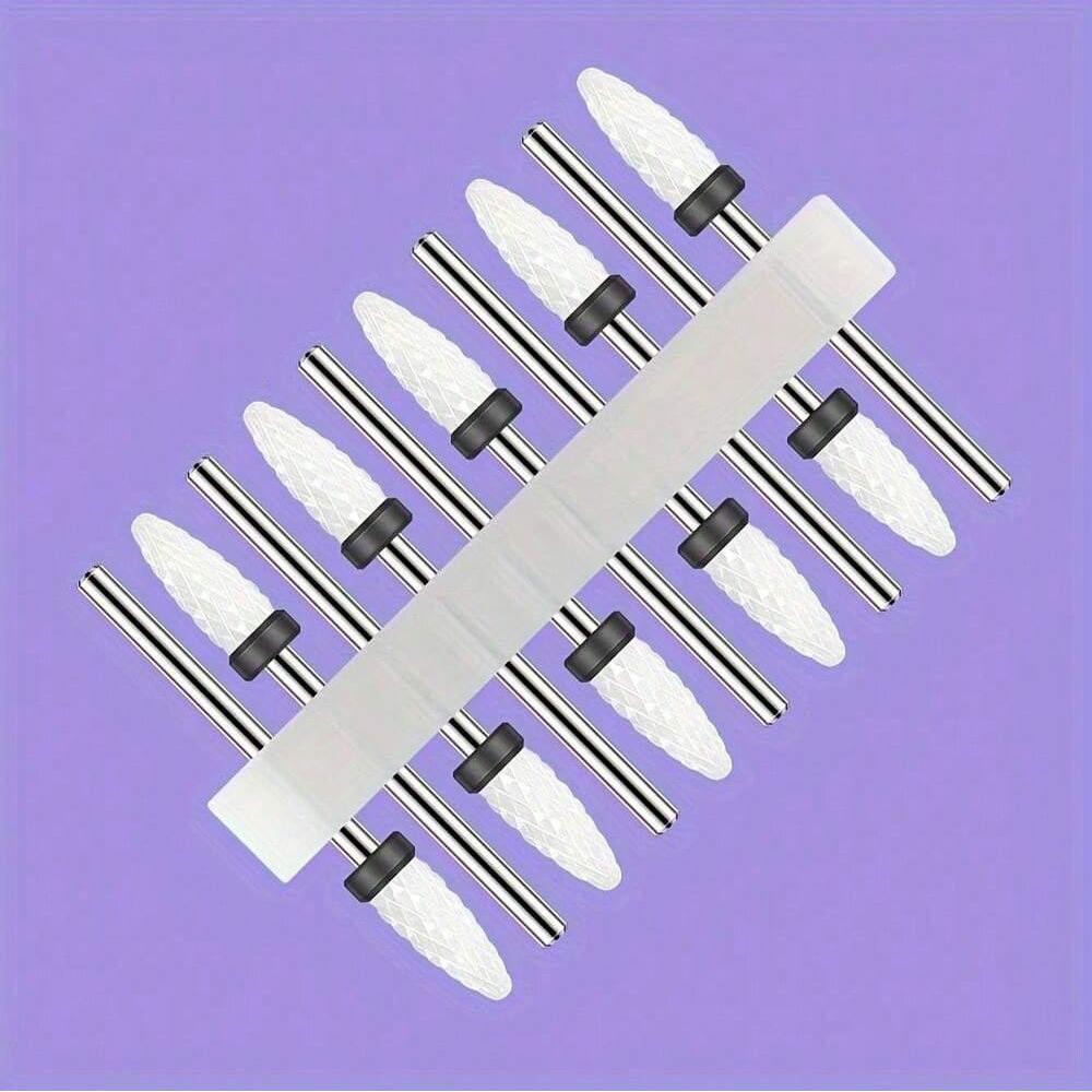 10pc/Set Ceramic Milling Cutter Nail Drill Bits Burr Gel Polish Remove Tools Cuticle Electric Manicure Files Kit Accessories