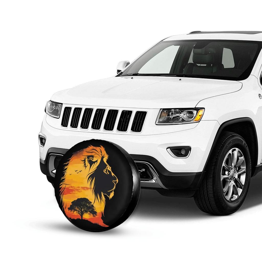 1-Pack Lion Silhouette Car Tire Cover, Material, Fits 14", 15", 16" & 17" Regular Tires And Spare Tires