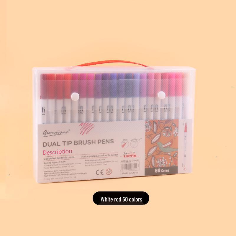 Giorgione Double-Ended Water-Based Fineliner Brush Pens: 24 & 80 Washable Colors