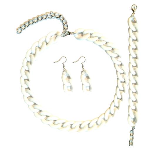 3 stk/sett Smykker Twist Damekjede Resin Tykt Sett Halskjede Armbånd Krok Øredobber Sett Punk