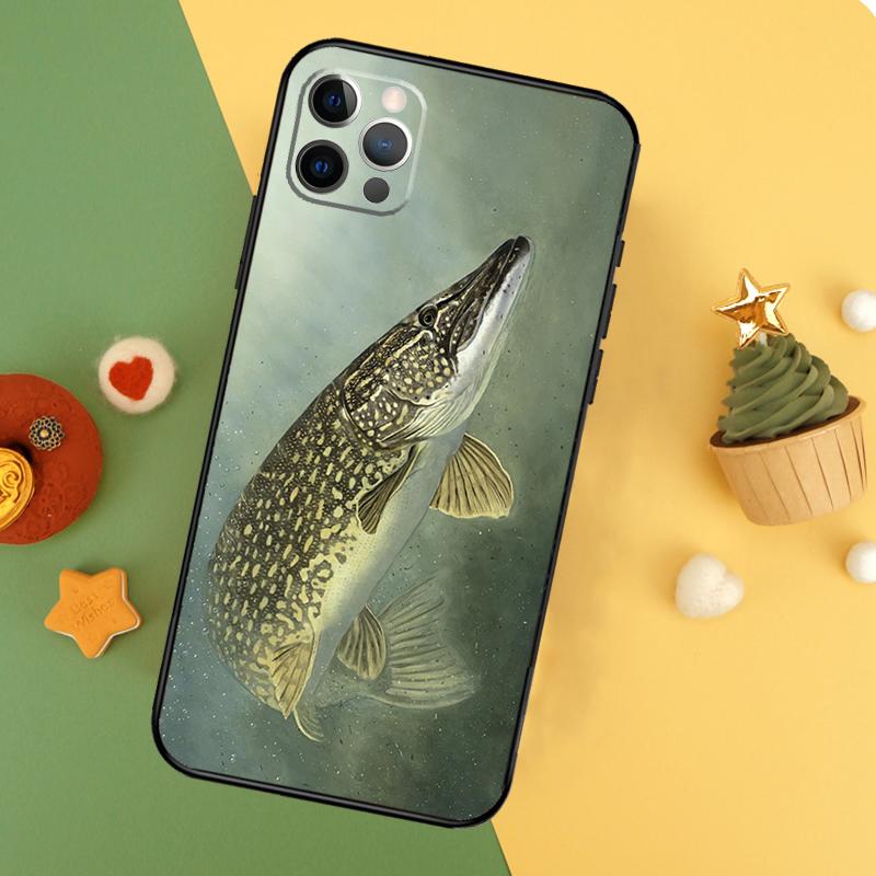 Pike Fish Fishing Lure Phone Case For iPhone 17 17Air 16 15 14 13 11 12 Pro Max 12 13 Mini 16E Shockproof Cover