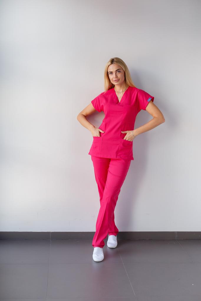 Tvådelat set Medical Scrubs Unisex Doctor Nursing Uniform Set Medical Uniform Operationsdräkt Toppar+byxor V-ringad kortärmad tunt tericotontyg