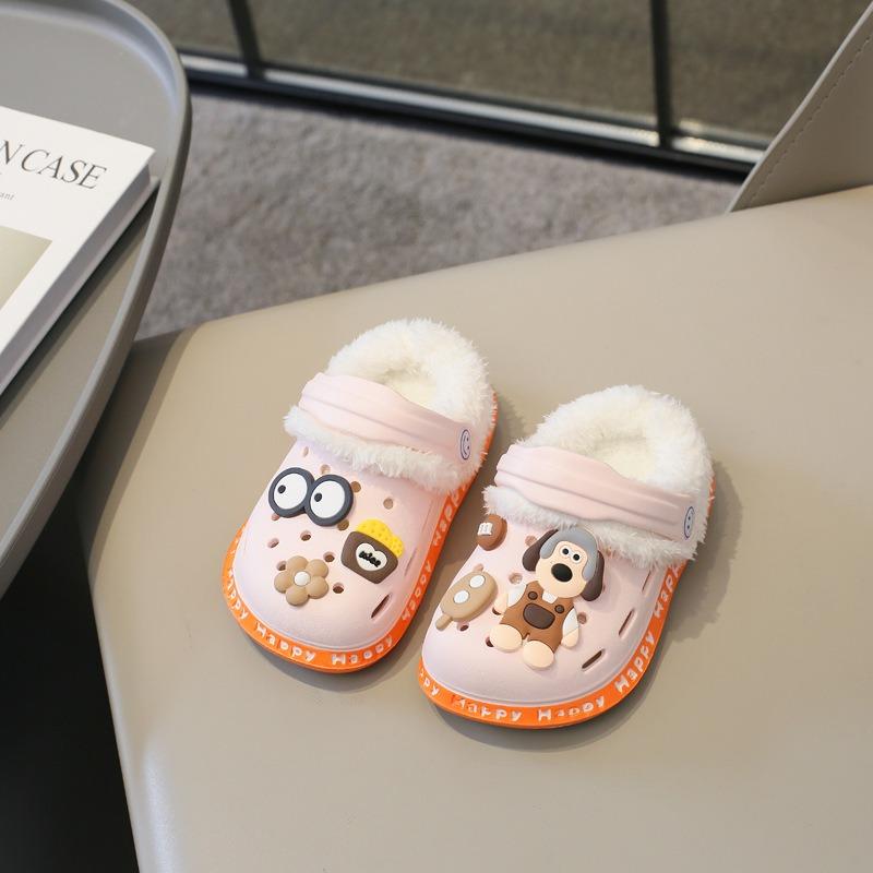 

Съемная детская обувь с симпатичным зимним теплом и плюшем, теплая, хлопковая обувь, хлопковые тапочки 34-35 розовый