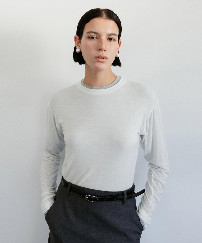 Moeoseoul Soft Wool Tencel Crew Neck Top