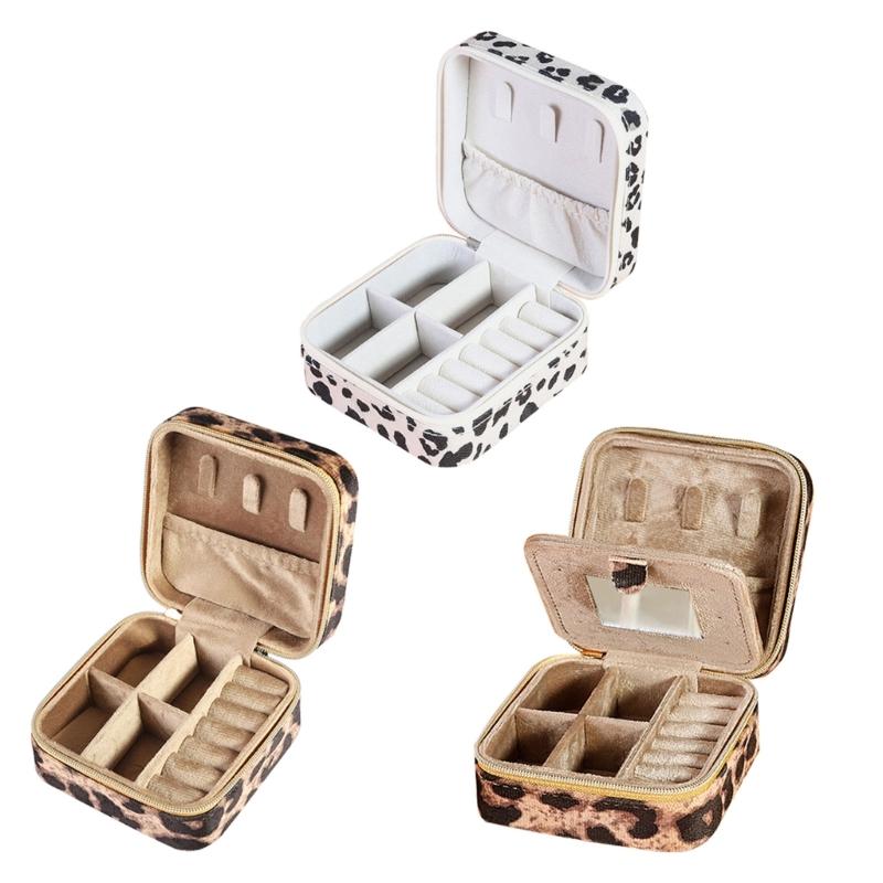 Portable Leopard Print Jewelry Pouch Trendy Leopard Print Jewelry Carriers Soft Storage Case for Business and Leisure