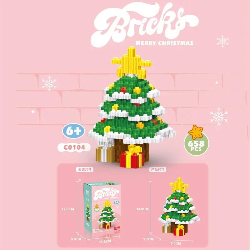 ToylinX Mini Christmas Building Blocks Set For Kids Christmas Tree Snowman Adorable Santa Claus Assembly Model ABS Kids Toy Gift