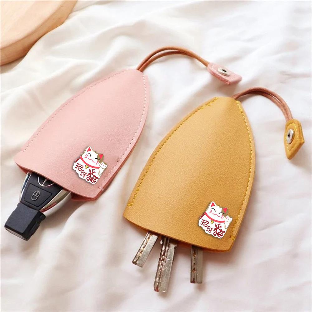 Cute Cartoon Leather Key Sleeve with Large Capacity for Car Keys