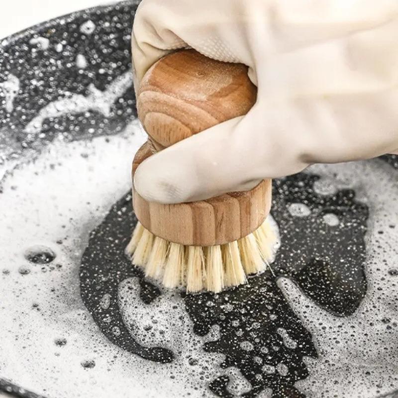1PC Natural Sisal and Coconut Palm Cleaning Brush Convenient Lanyard Dishwashing Brush Kitchen Dishwashing Cleaning Brush