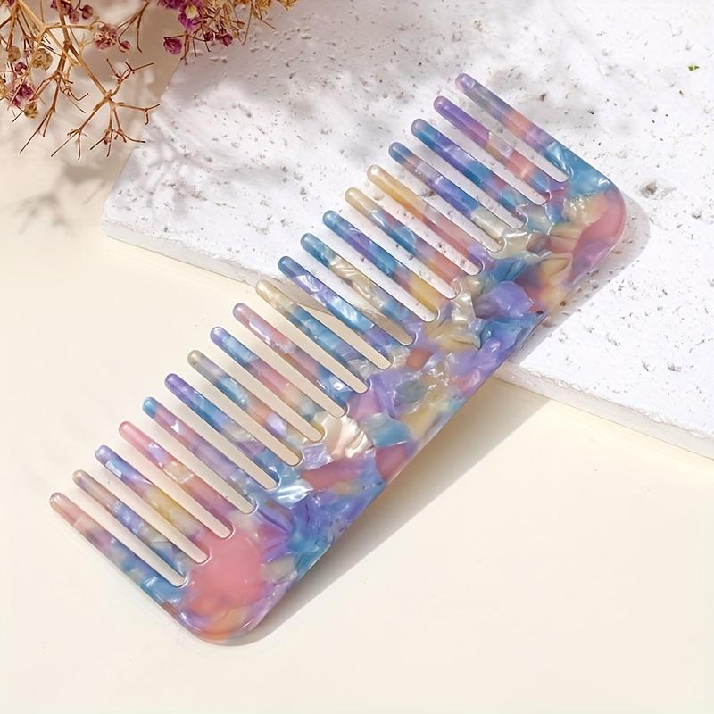 Colorful Wide-tooth 1pc Mini Acetic Acid Comb, Plastic Bristle, Styling Tool for Curly, Thick, Long, Wet Hair, Normal Hair Type