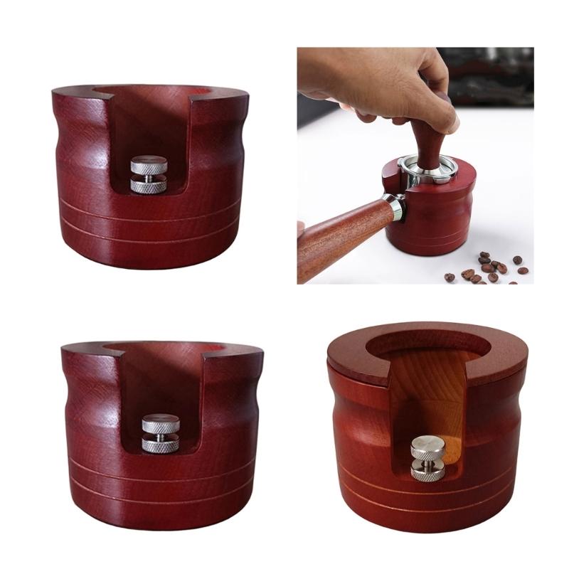 Elegant Coffee Bottomless Portafilter Tamping Station Accessories Professional Wooden Holder Espresso Tool Stand