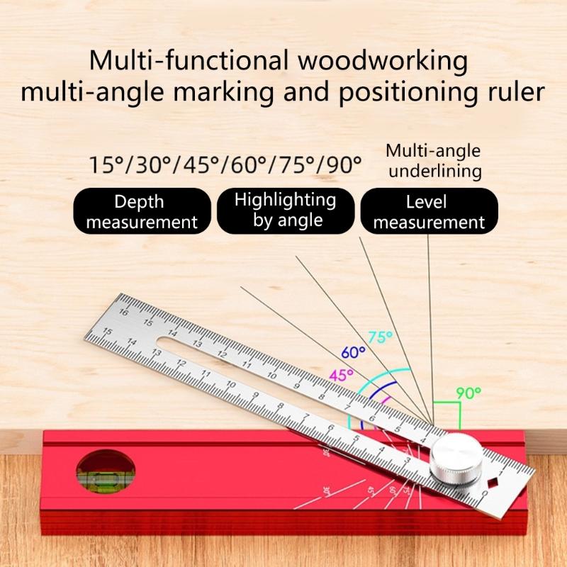 Multifunctional Foldable Angle Ruler Adjustable Positioning Scribing Protractor Marking Depth Measurement Tool Woodwork