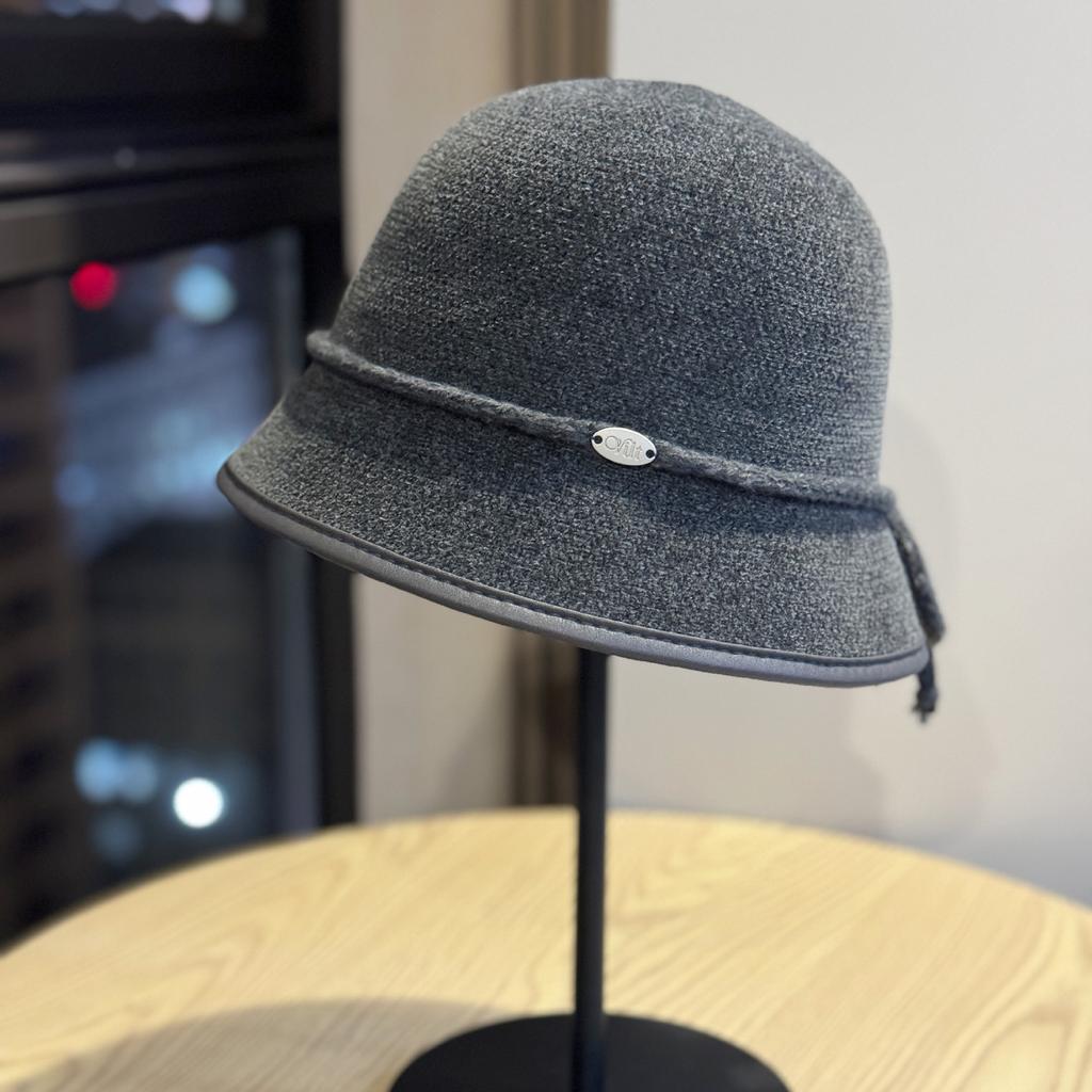 New Chenille Fisherman Hat for Women In Autumn and Winter Temperament Warm Basin Hat Simple Solid Color Bow Bucket Hat Trendy