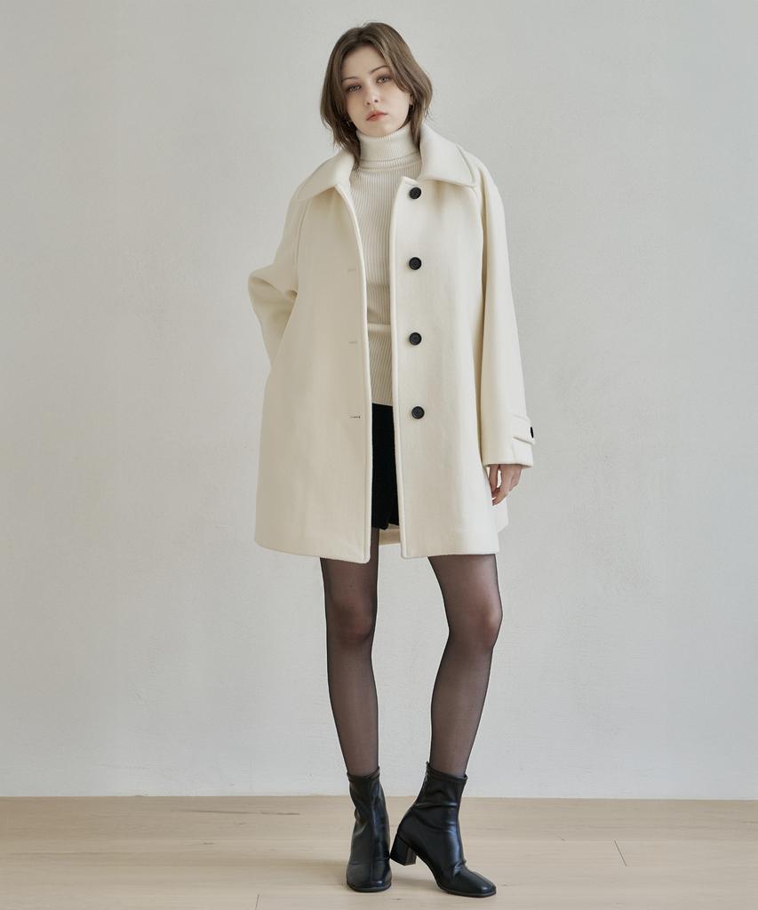 ARMOIRESECRET Ivory Flare Wool Coat