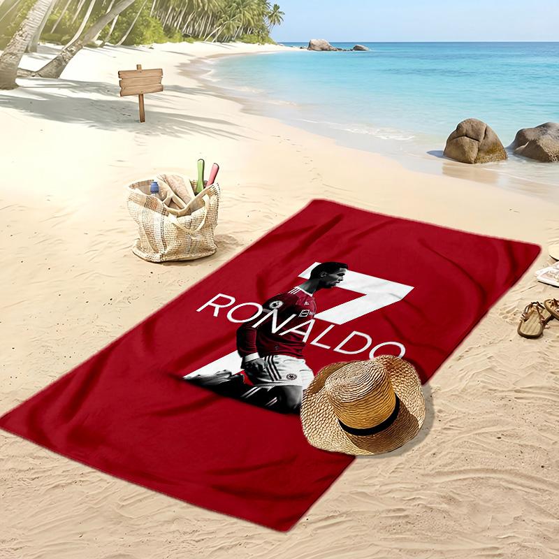 Cristiano Ronaldo Aufdruck Strandtuch Schnelltrocknend Weiches Handtuch Tragbar Große Rechteckige Stranddecke für Reisen Schwimmbad