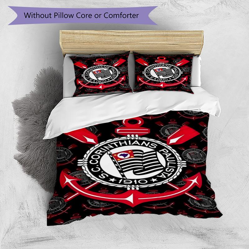 Sport Club Football Crest Printed Pattern Duvet Cover Set – Includes 1 Duvet Cover and 2 Matching Pillowcases Bedroom Decor Christmas Gifts