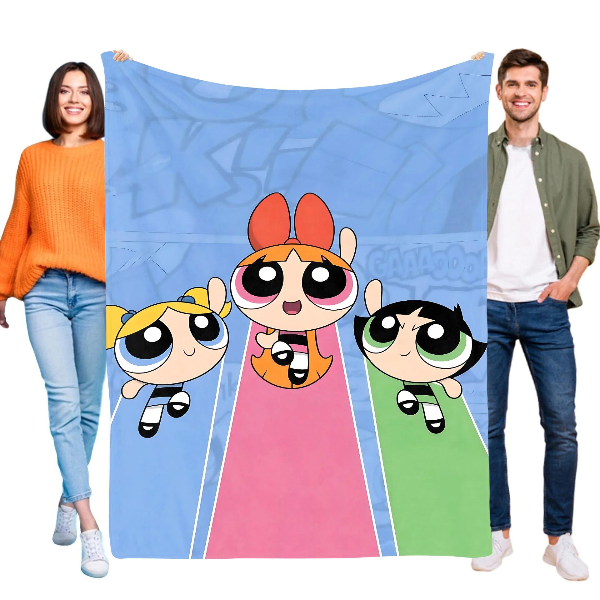 

Powerpuff Girls Throw Blanket Sofa Blanket for Halloween Summer Comforter Bedspread Anime Home Decoration 80x60in