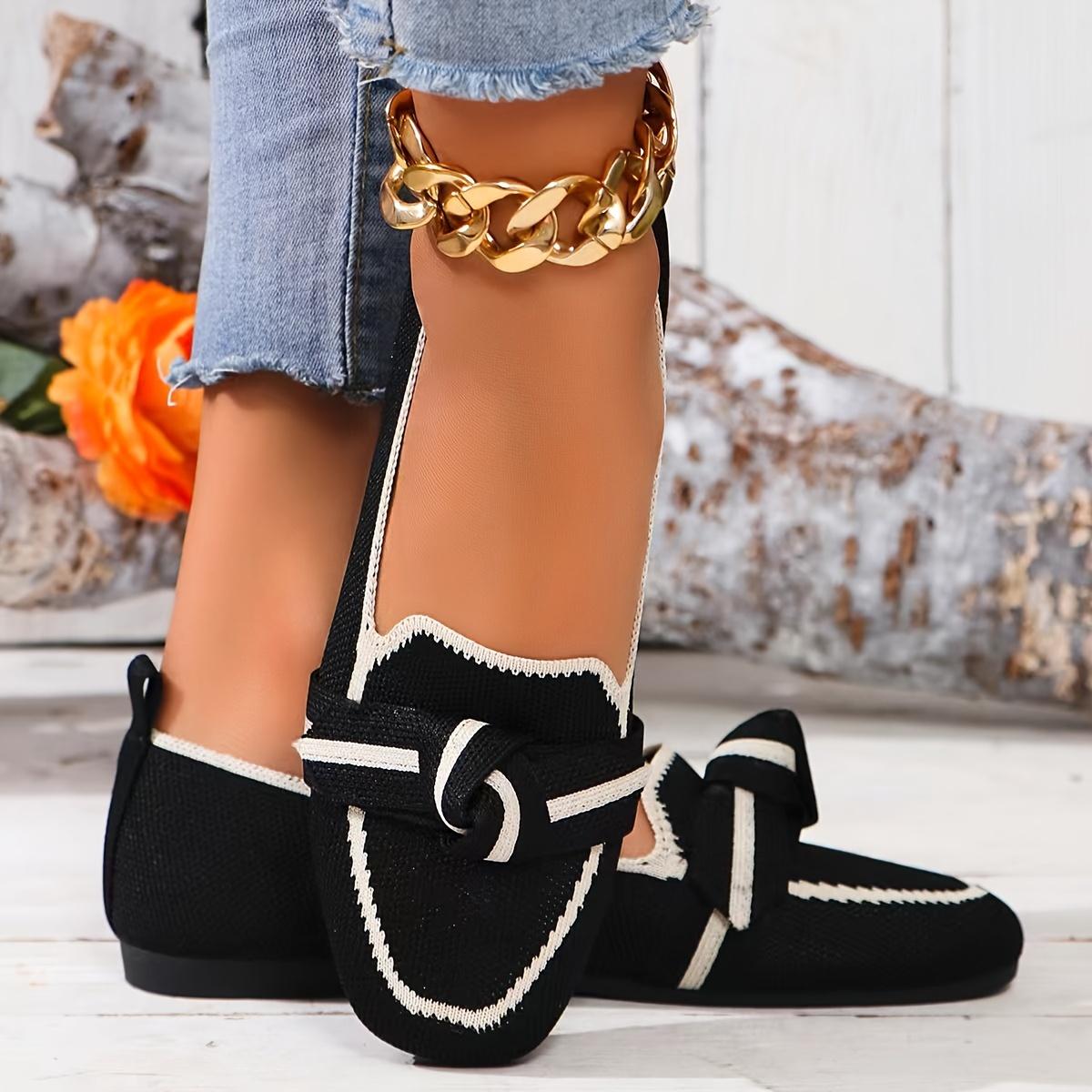 

Women s Knot Design Flat Shoes, Casual Square Toe Slip On Shoes, Lightweight & Comfortable Shoes Size 42 чорний