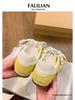 Women's Yellow Leather German Trainer Shoes: New 2025 Spring Style, Lightweight, Versatile, Thin Sole, Casual Sports Skate Shoes.