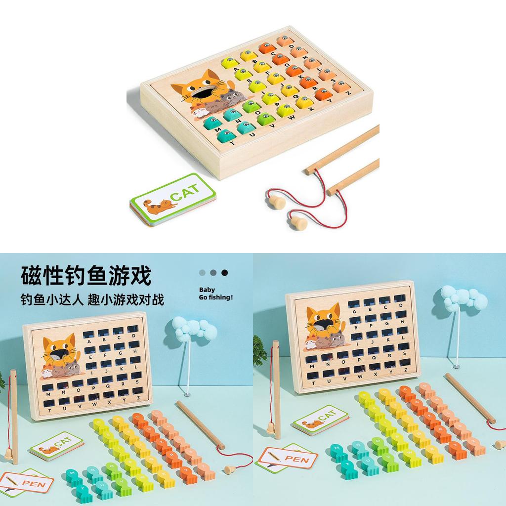 Wooden Magnetic Fishing Toy For Kids With Alphabet Letters And Word Spelling Educational Game For Early Learning