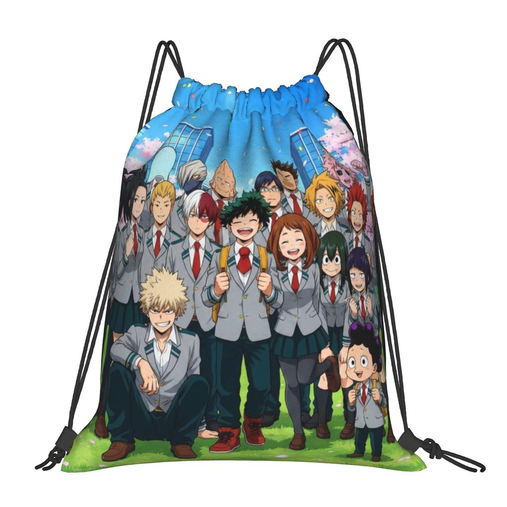Custom My Hero Academias Drawstring Bag Men Women Portable Gym Sports Sackpack Shoto Todoroki Shopping Storage Backpacks