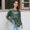 Women's Printed Lightweight Brushed-Cotton Round Neck Top