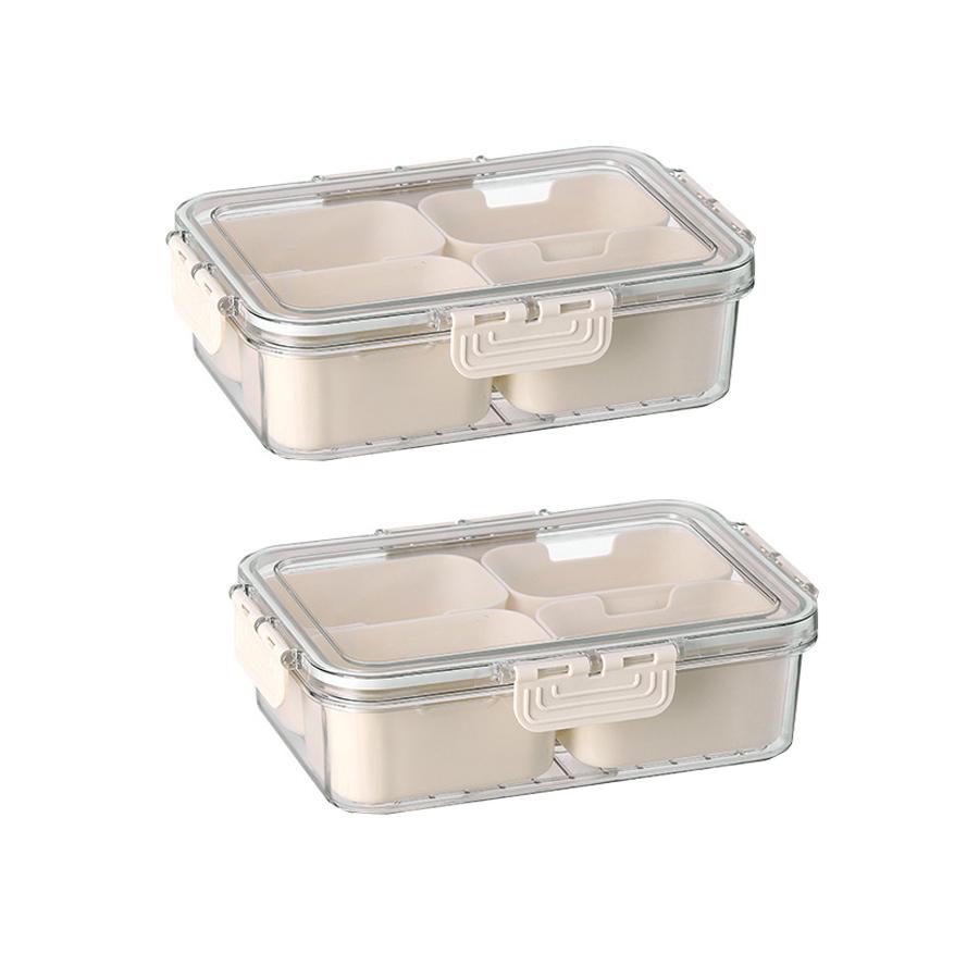 Divided Serving Tray with Lid-Snackle Box Container for Portable Snack Platters-Clear Organizer for Candy, Lunch Bento Box