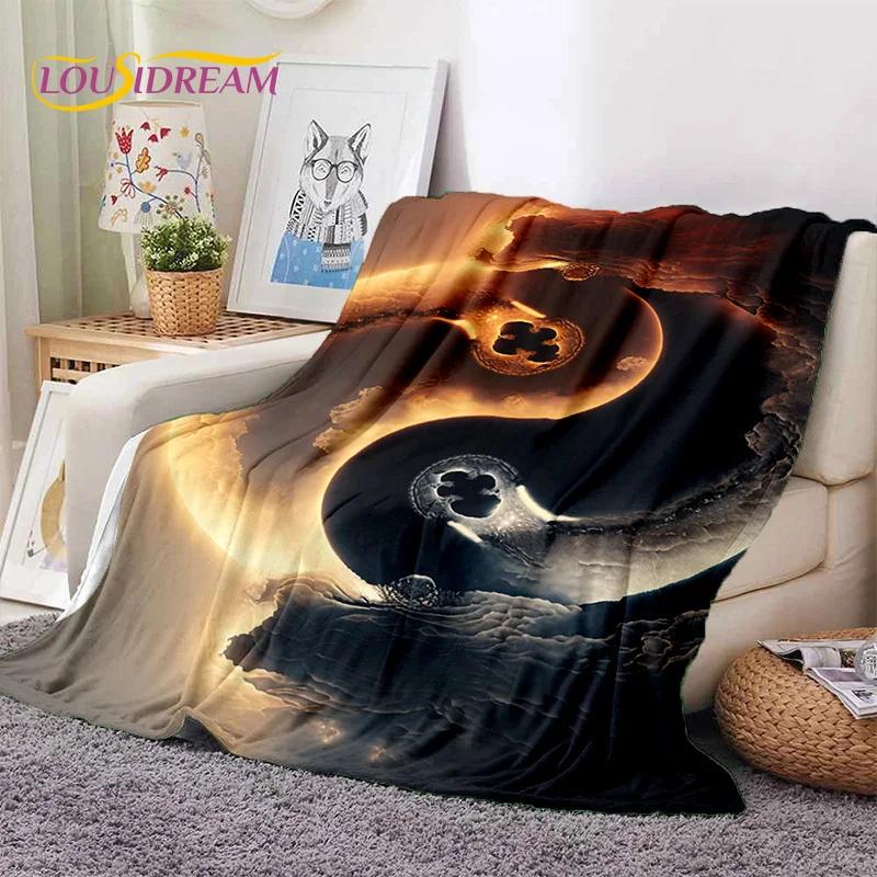 Nature Yin Yang Chinese Tai Chi Bagua Soft Flannel Blankets,Throw Blanket Comfortable Blanket for Picnic Beds Home Bedroom Gift
