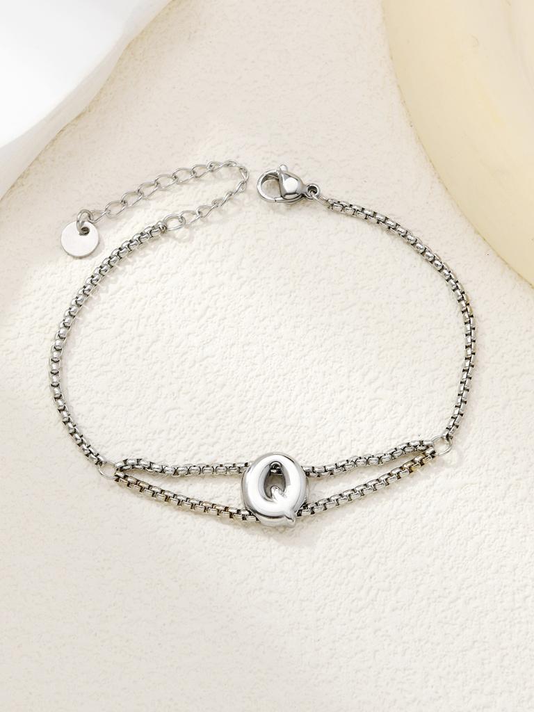 New stainless steel wholesale 26 English letters double-layer ring gold-plated bracelet