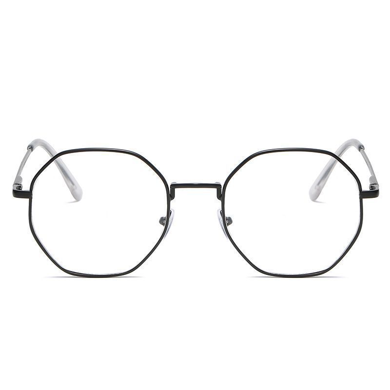 Student Metal Finished Myopia Glasses Octagonal Male Frame Personalized Polygon Anti-Blue Light Glasses Female Hair