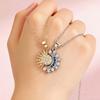 2er Set Niedliche Romantik Edelstahl Zirkon Stern Mond Umarmung Anhänger Halskette für Damen Herren Jubiläumsgeschenk Freund Schmuck