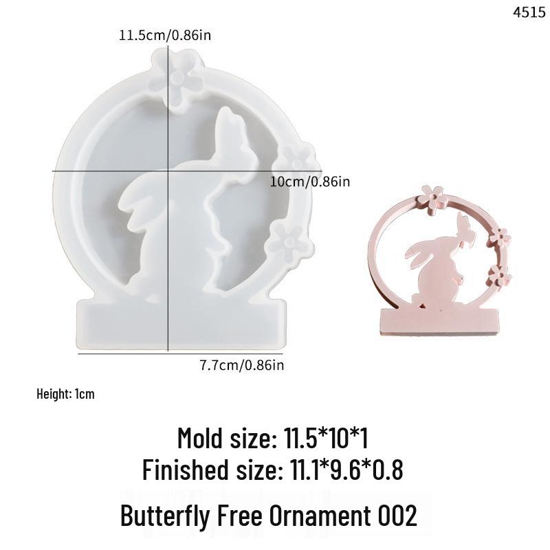 Butterfly & Rabbit Candleholder Silicone Mold with Hollow Lotus Design
