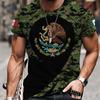 Vintage T Shirt For Men Mexico Flag Print Eagles Pattern Tshirt For Men Casual Short Sleeve Tee Tops Oversized Men Clothing