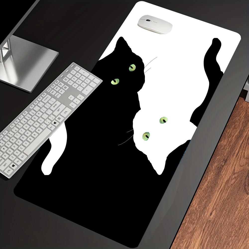 Yin Yang Black & White Cats Mouse Pad, Minimalist Feline Desk Decor Cute HD Desk Extended Gaming Keyboard Mats Large XXL Gamer