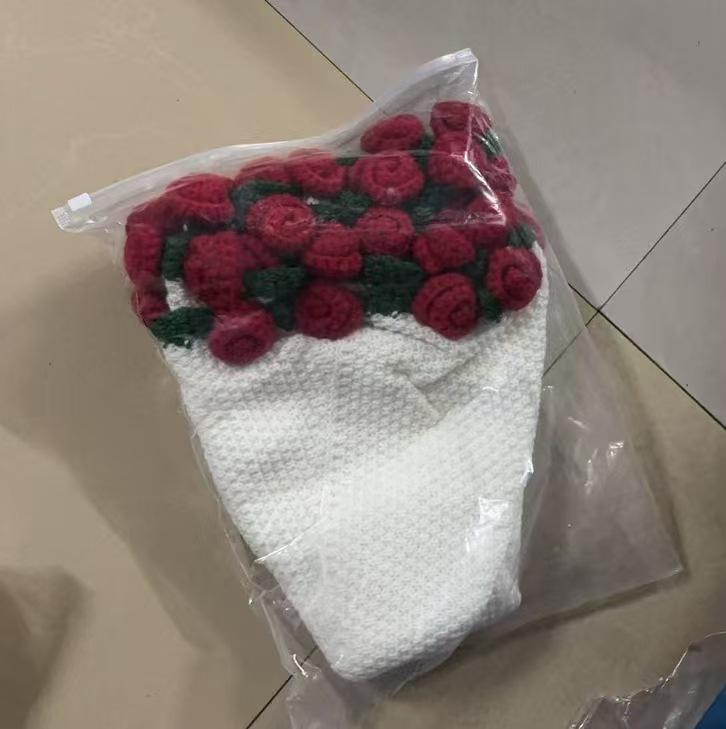 Hand-Knitted Rose Bouquet Crochet Blanket Shawl